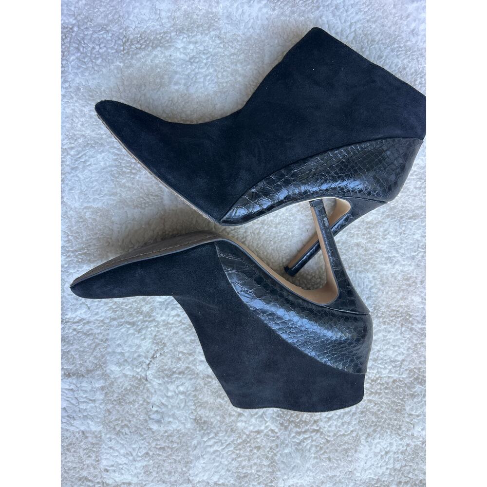 Vince Camuto Suede & Snake Print Kasi Bootie Heels - Picture 3 of 10